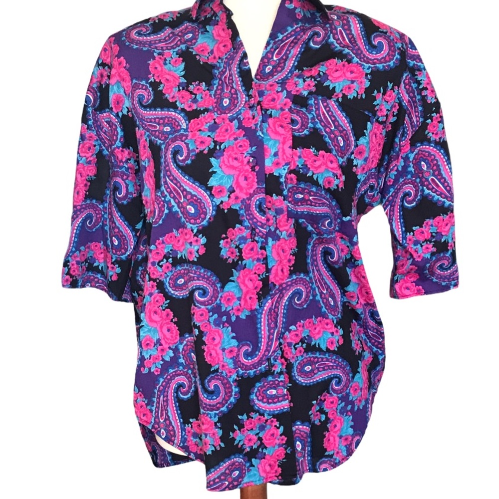 Vintage Button-Up Paisley Shirt